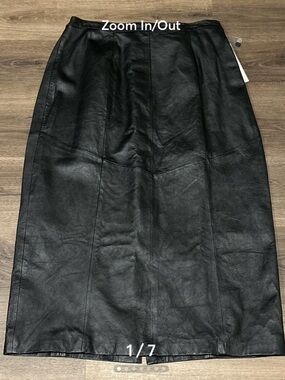 NWT Vtg Via Accenti Black Leather Straight
Maxi Skirt Sz H4 14
